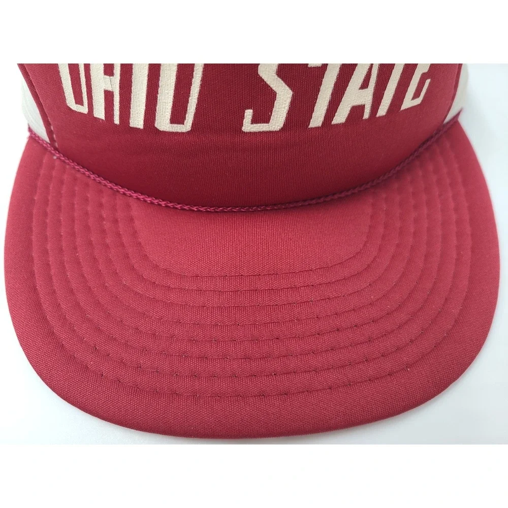 Vintage Ohio State University Buckeyes Mesh‎ Trucker Snapback Hat Cap NCAA Red